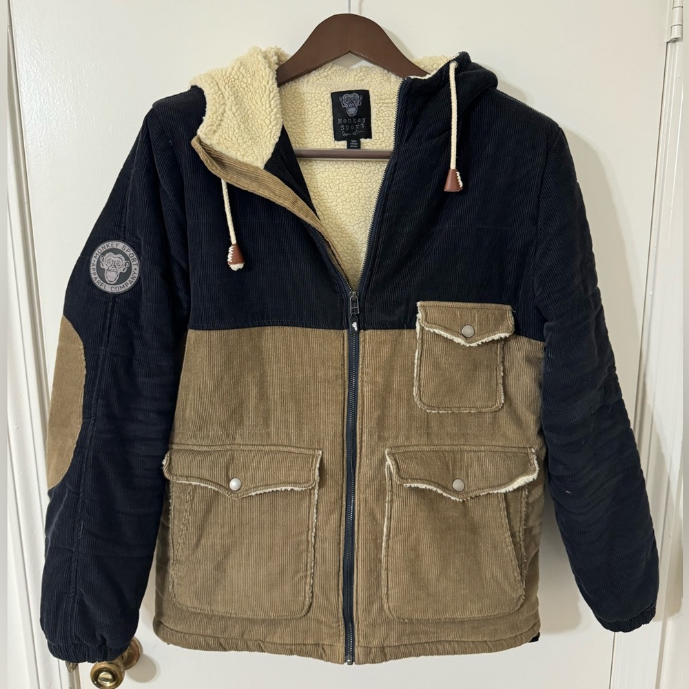 Monkey Sport Men’s Black/Tan Corduroy Jacket Size L